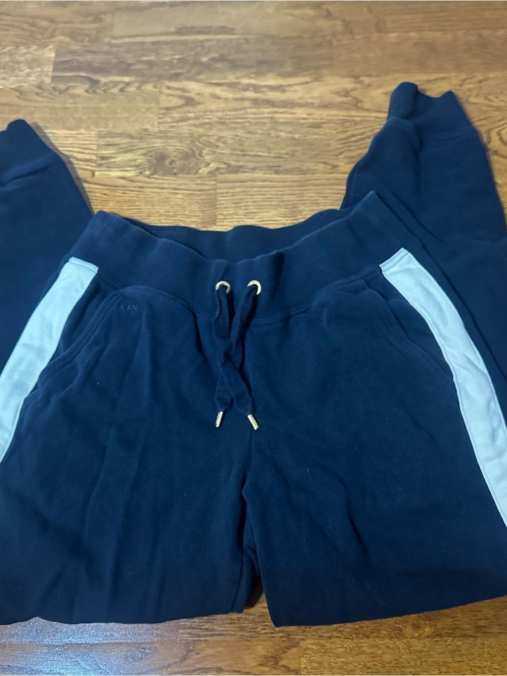 Polo Ralph Lauren Womens Track Jogger Sweats Pants Navy White Stripe Size Small